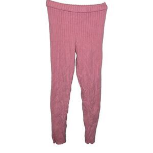 RICH XCHANGE Joggers Cable Knit Pull On High Waist Lounge Pants Womens S Pink